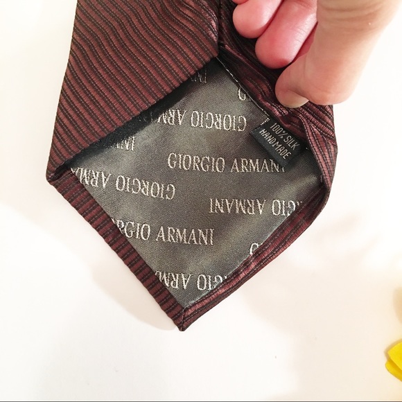 Giorgio Armani maroon red stripe men's necktie - Picture 2 of 3